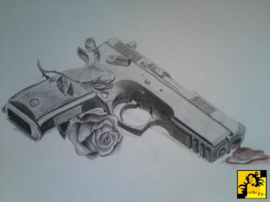 Gun and rose