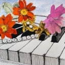 Flowers on piano
