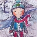 Zimowy chłopczyk-ilustracja dla dzieci
