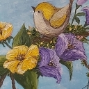 Ptak w kwiatach