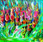 Tulipany w trawie
