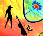 Cellist and flower