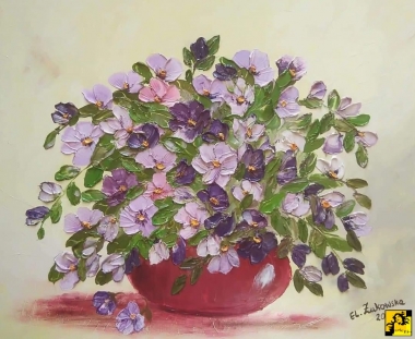 E.Żukowska BRATKI FIOLETOWE 60X50 cm