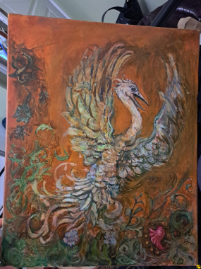 Ptak wylatujący z zarośli